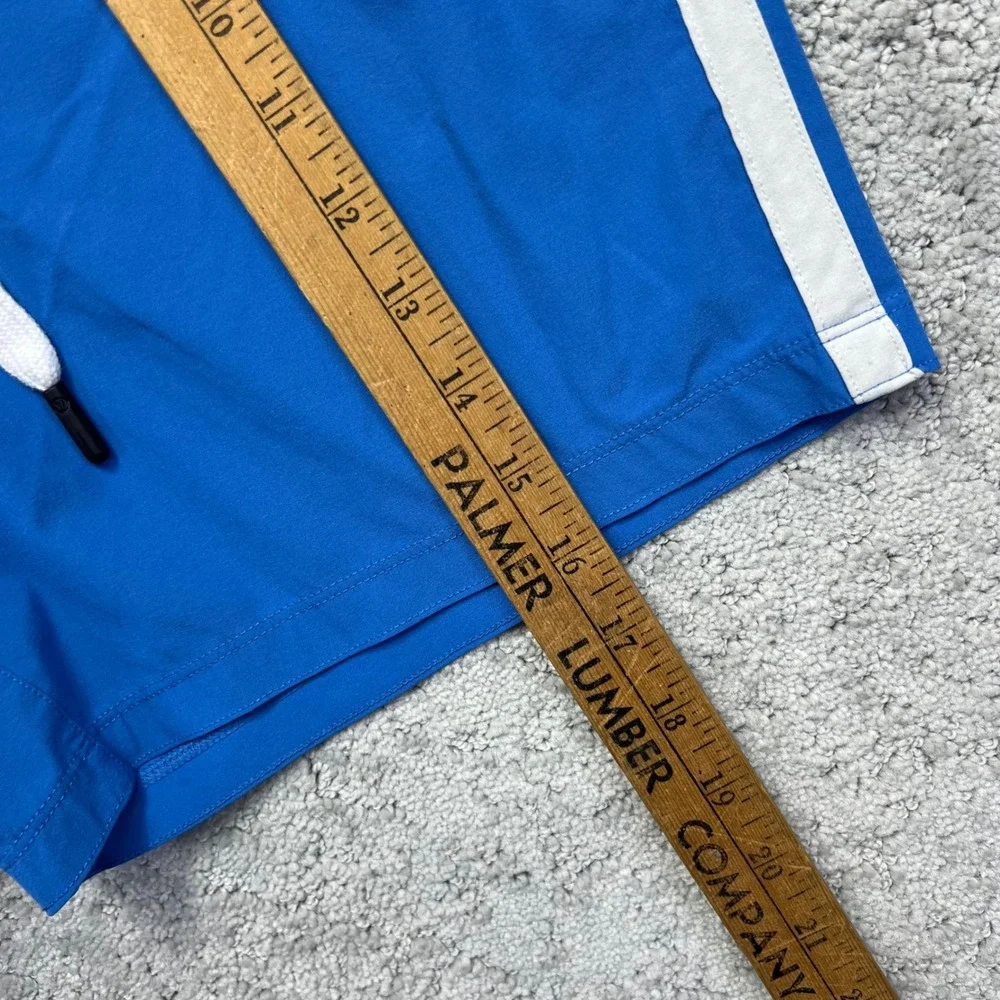 Lululemon Board Shorts Mens 34 Blue White Stripe Swim Trunks Surf Drawstring